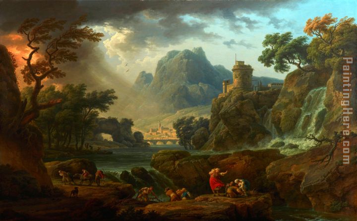 A Mountain Landscape with an Approaching Storm painting - Claude-Joseph Vernet A Mountain Landscape with an Approaching Storm art painting